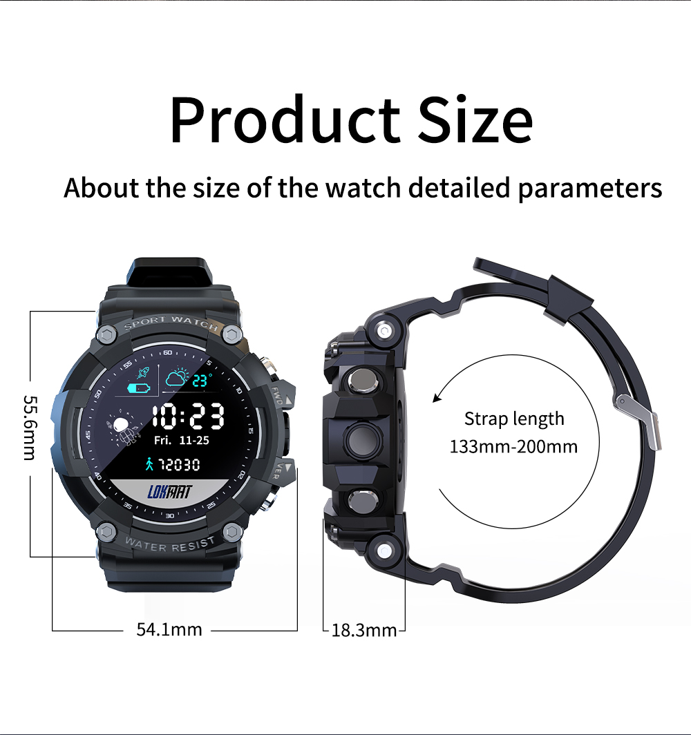 LOKMAT ATTACK 2 Smartwatch 1.28'' TFT LCD Screen Bluetooth 5.1 IP68 Waterproof HR & BP Monitor, Fitness Tracker - Blue