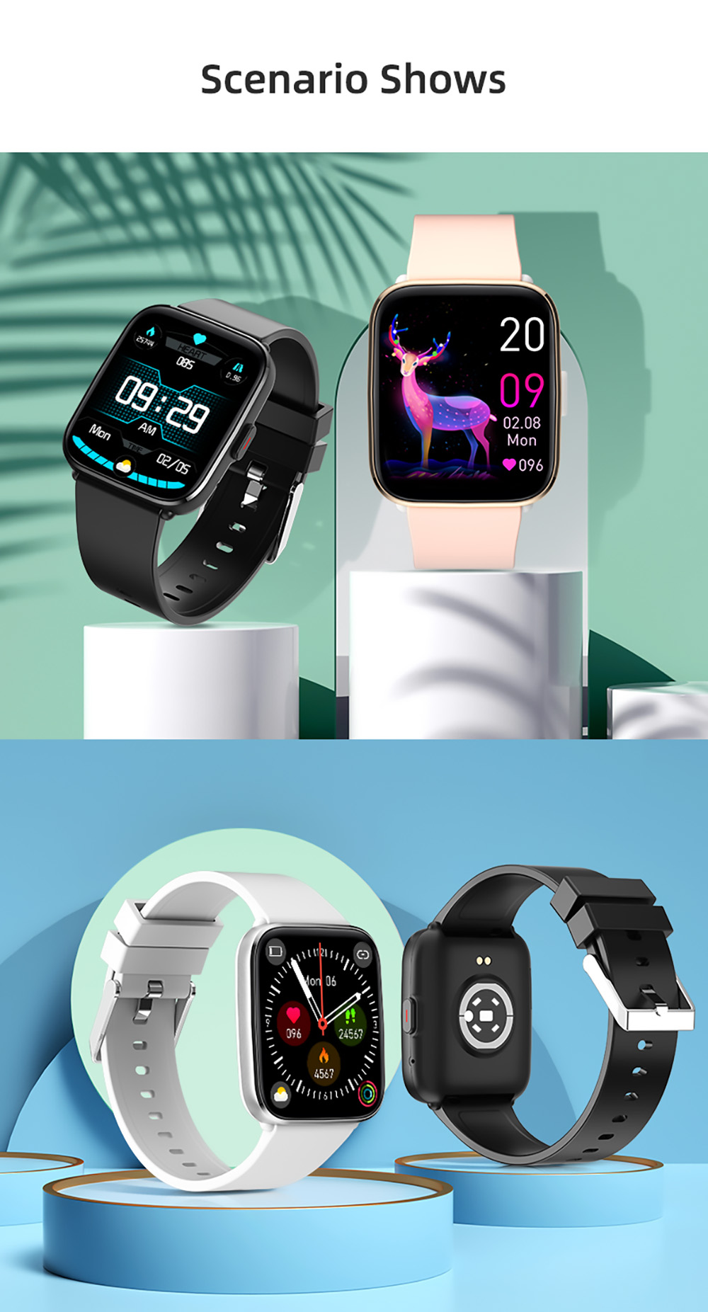SENBONO G12Pro Smartwatch Body Temperature Version 1.69'' Full Touch Screen BT5.1 Heart Rate, Blood Oxygen - White
