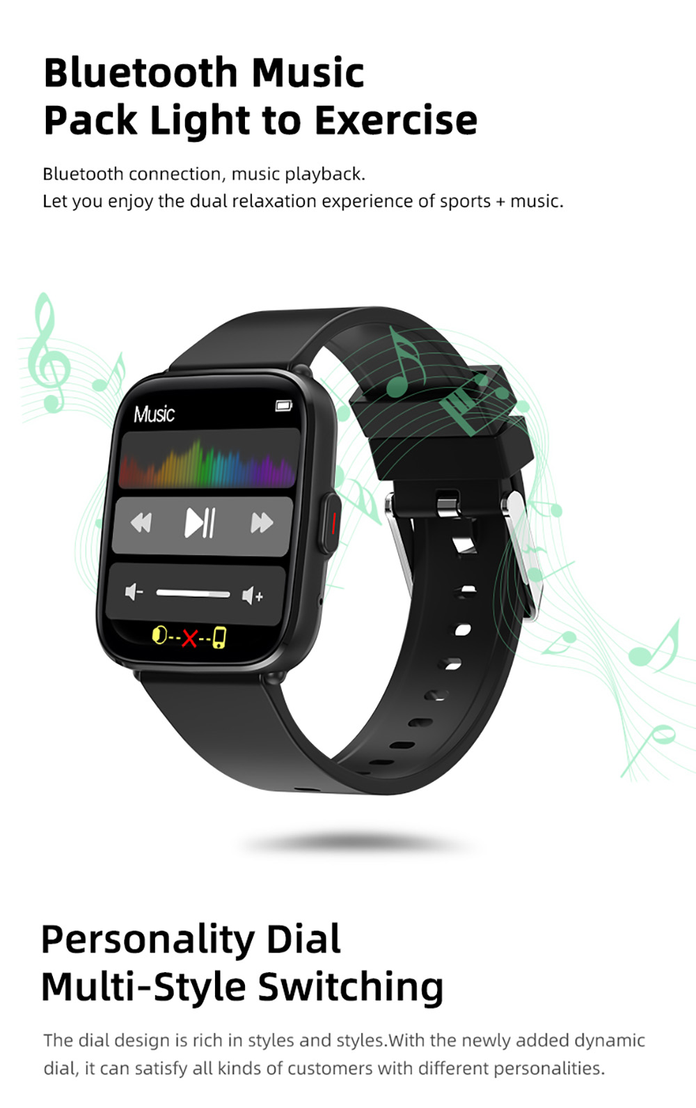 SENBONO G12Pro Smartwatch Body Temperature Version 1.69'' Full Touch Screen BT5.1 Heart Rate, Blood Oxygen - White
