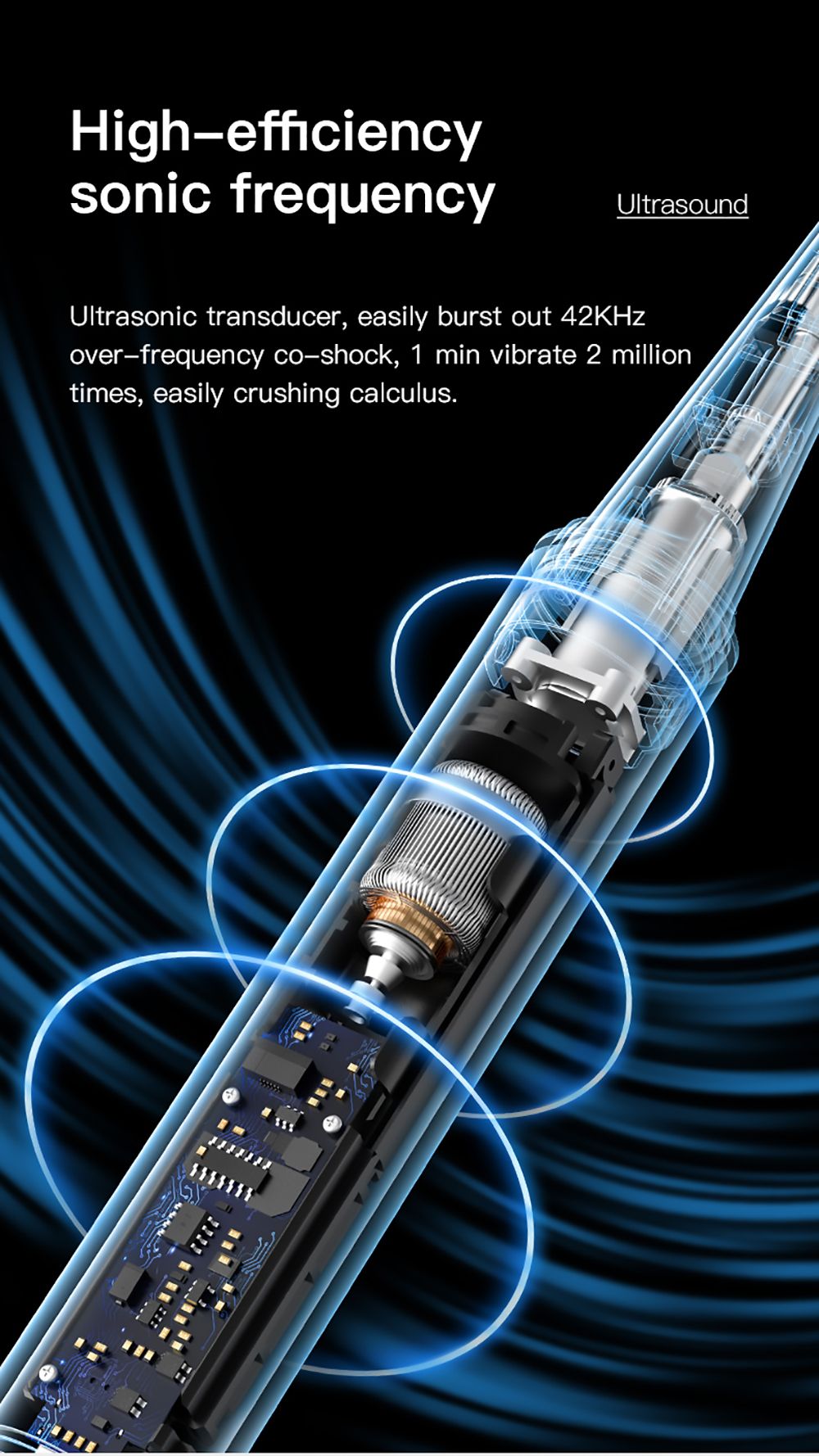 SUNUO T12 PLUS Smart Visual Ultrasonic Dental Scaler with UV Sterilization, 5MP HD Endoscopic Camera, 120 Min Runtime, App Connection, IPX7 Waterproof - Blue