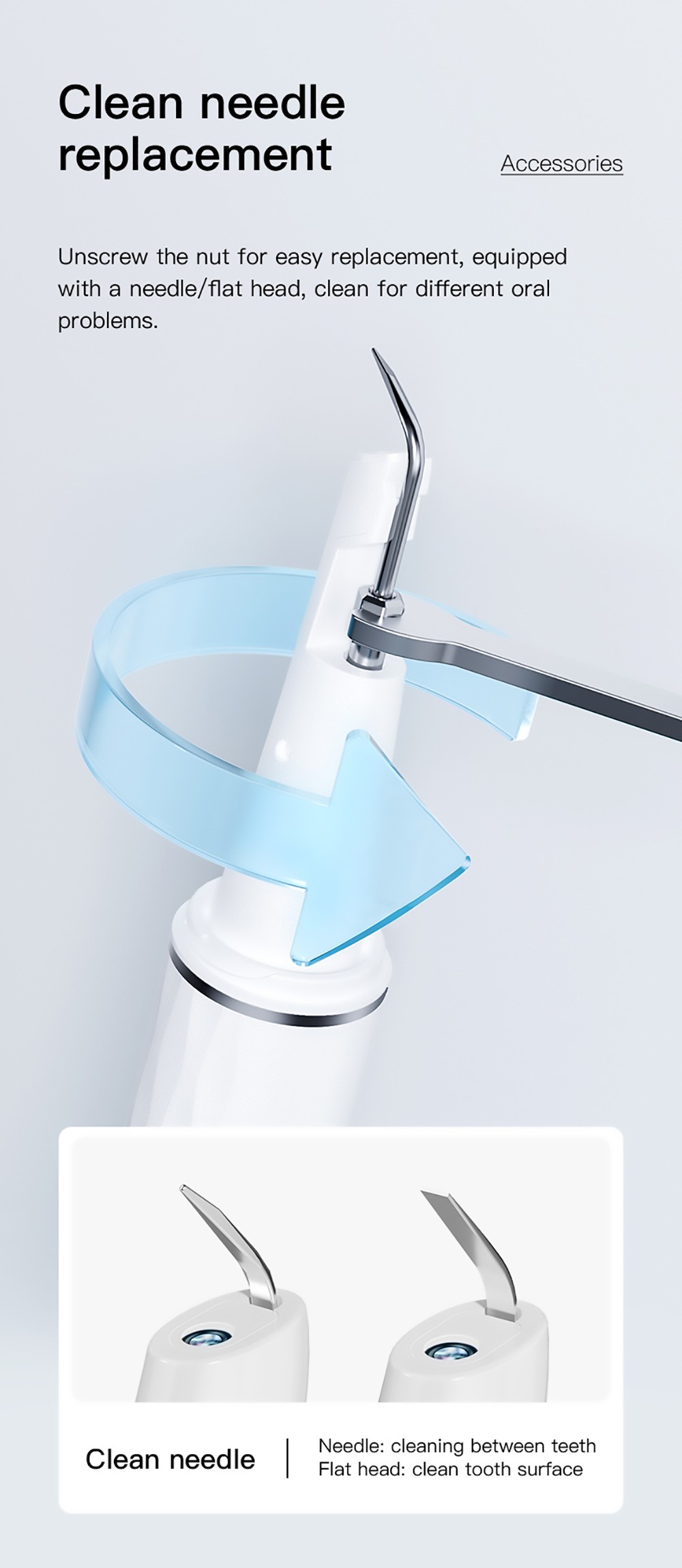 SUNUO T12 PLUS Smart Visual Ultrasonic Dental Scaler with UV Sterilization, 5MP HD Endoscopic Camera, 120 Min Runtime, App Connection, IPX7 Waterproof - Blue