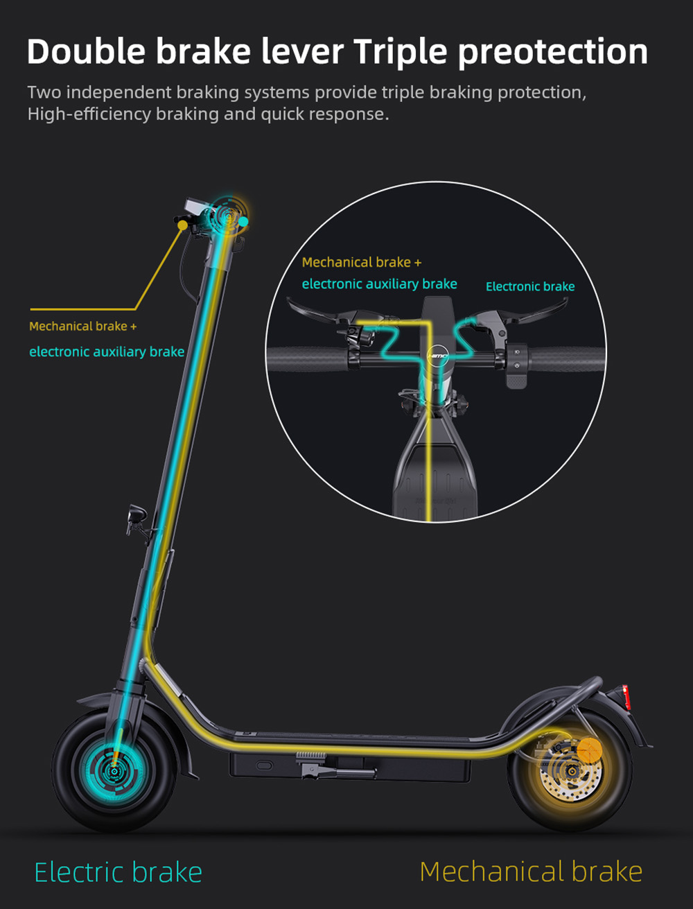 HIMO L2 MAX Folding Electric Scooter 10 Inch Tires 350W Brushless Motor 36V 10.4Ah Battery 25KM/H Speed 100KG Max Load Double Brakes - Gray