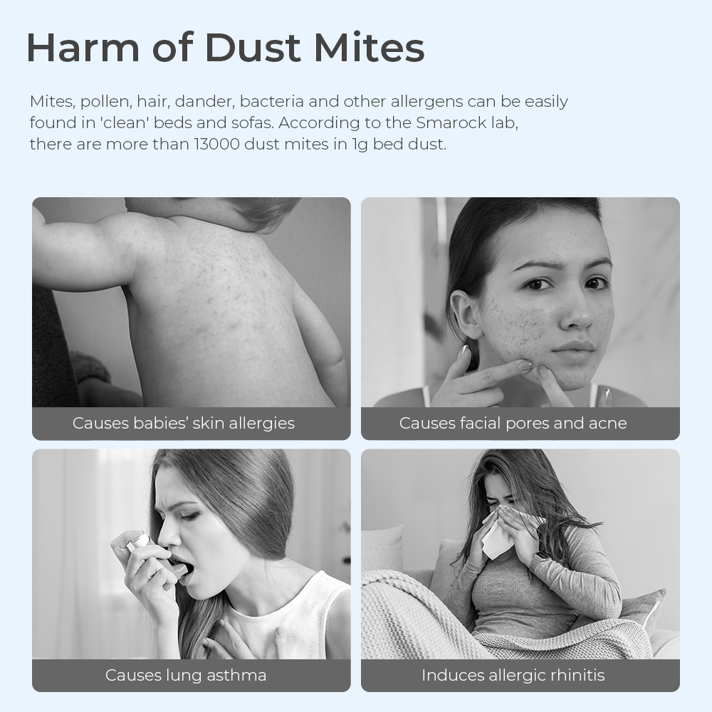 Smarock S10 Pro Smart Dual-Cup Mite Cleaner 13KPa Suction 500W Power Dust Mite Sensor Digital Display Metal Brushroll UV Light & Ultrasonic Tech Multi-Directional Heating 99.9% Mite Removal 0.5L Dust Cup - Grey