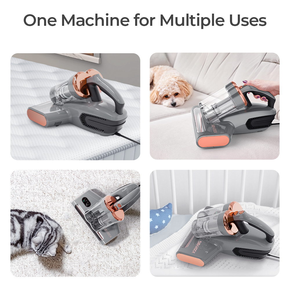 Smarock S10 Pro Smart Dual-Cup Mite Cleaner 13KPa Suction 500W Power Dust Mite Sensor Digital Display Metal Brushroll UV Light & Ultrasonic Tech Multi-Directional Heating 99.9% Mite Removal 0.5L Dust Cup - Grey