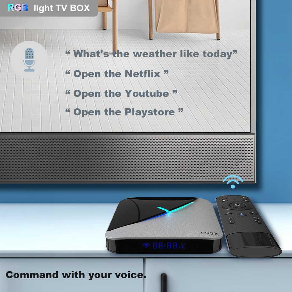 A95X F3 Air Amlogic S905x3 2GB/16GB Android 10.0 8K Video Decode TV Box RGB Light 2.4G+5G MIMO WiFi Bluetooth LAN USB3.0 4K Youtube
