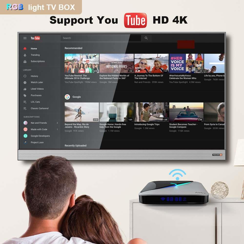 A95X F3 Air Amlogic S905x3 2GB/16GB Android 10 8K Video Decode TV Box RGB Light 2.4G+5G MIMO WiFi Bluetooth LAN USB3.0 4K Youtube