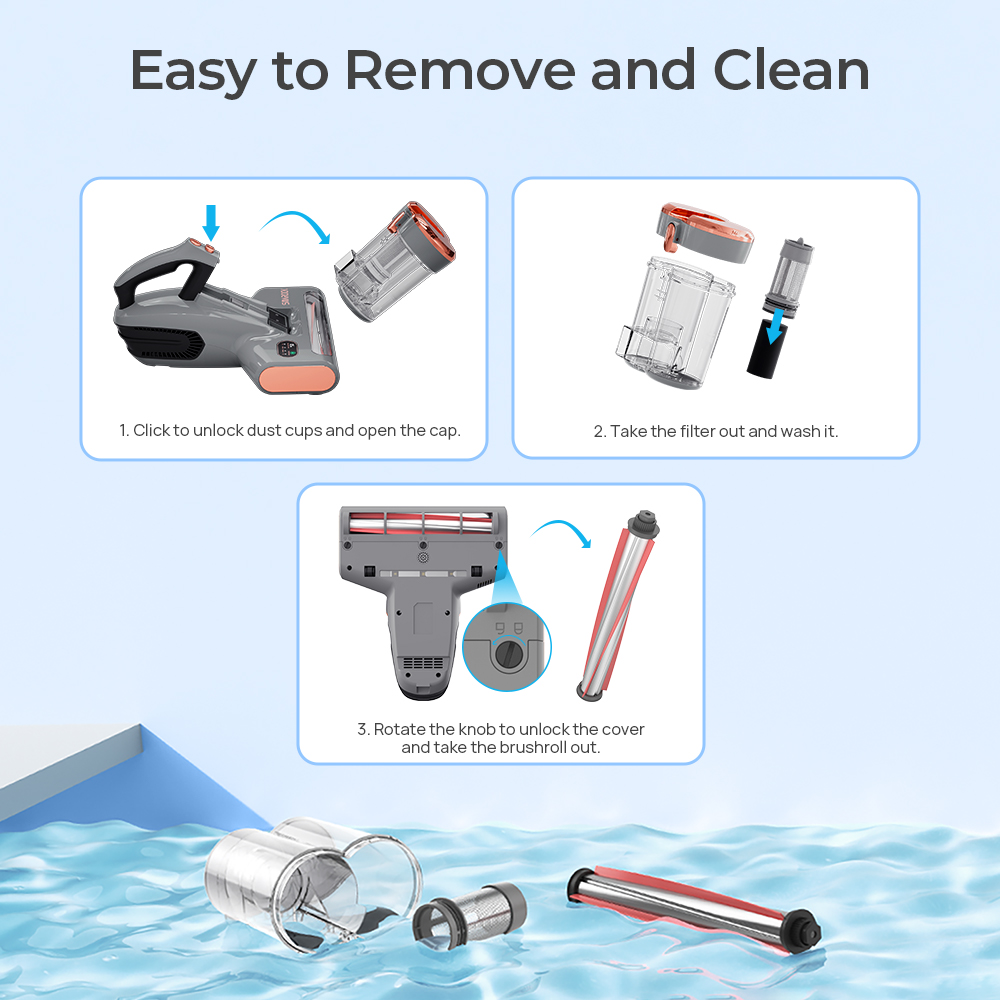 Smarock S10 Pro Smart Dual-Cup Mite Cleaner 13KPa Suction 500W Power Dust Mite Sensor Digital Display Metal Brushroll UV Light & Ultrasonic Tech Multi-Directional Heating 99.9% Mite Removal 0.5L Dust Cup - Grey