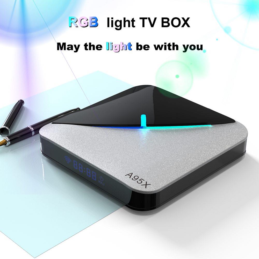 A95X F3 Air Amlogic S905x3 2GB/16GB Android 10 8K Video Decode TV Box RGB Light 2.4G+5G MIMO WiFi Bluetooth LAN USB3.0 4K Youtube