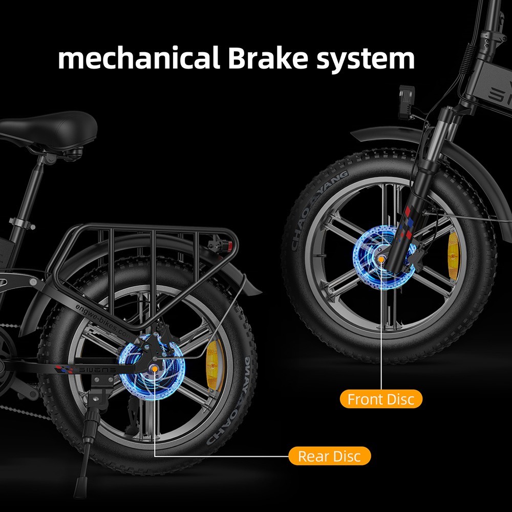 ENGWE X Folding Electric Bike 20*4.0 Inch Chaoyang Off-Road Fat Tires 250W Motor E-Bike 48V 13Ah Battery 25Km/h Max Speed 100KM Range Dual Disc Brake 150KG Max Load - Black