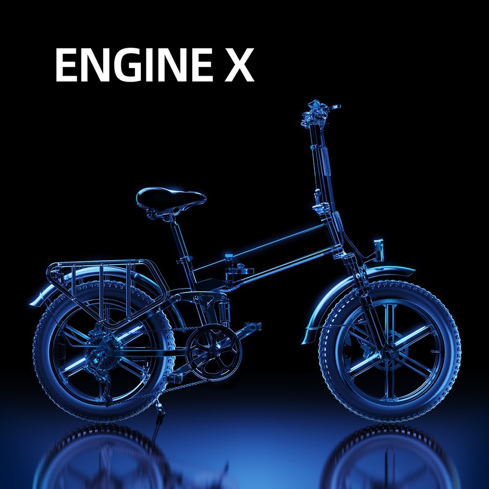 ENGWE X Folding Electric Bike 20*4.0 Inch Chaoyang Off-Road Fat Tires 250W Motor E-Bike 48V 13Ah Battery 25Km/h Max Speed 100KM Range Dual Disc Brake 150KG Max Load - Black