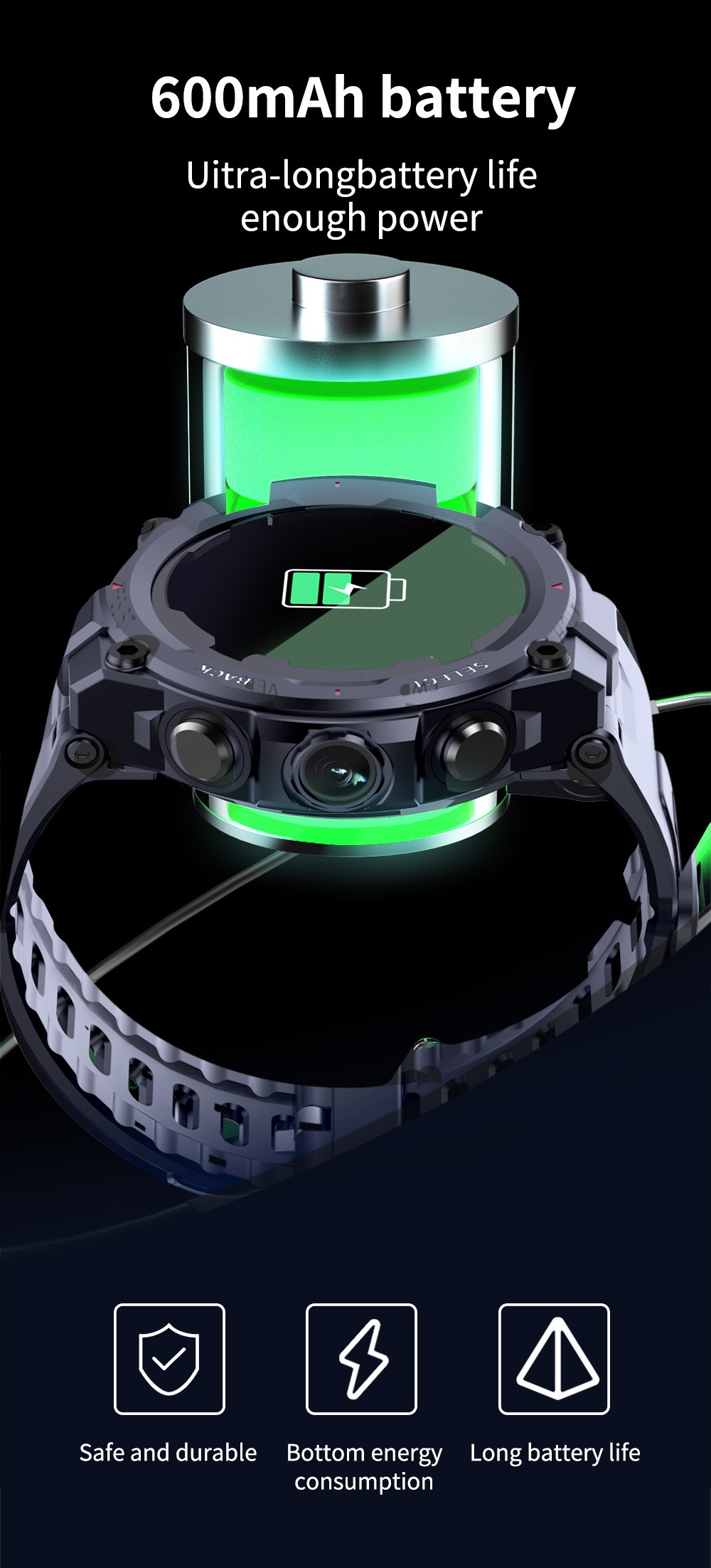 LOKMAT SKY 4G Smartwatch, SIM Card Camera Phone Smartwatch, 1.28'' Touch Screen, Fitness Activity Tracker - Black