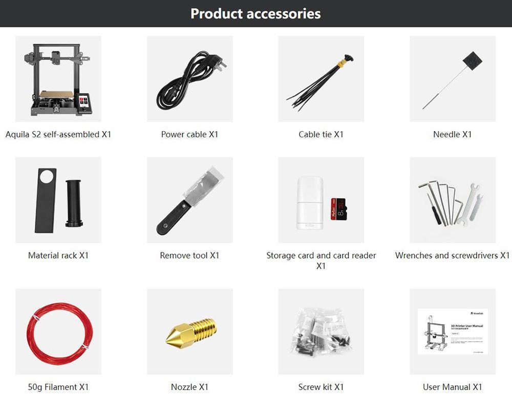 Voxelab Aquila S2 FDM 3D Printer, Direct Extruder, 300 Celsius Degrees Printing, N32 Mainboard, PEI Magnetic Plate, Print Size 220*220*240mm