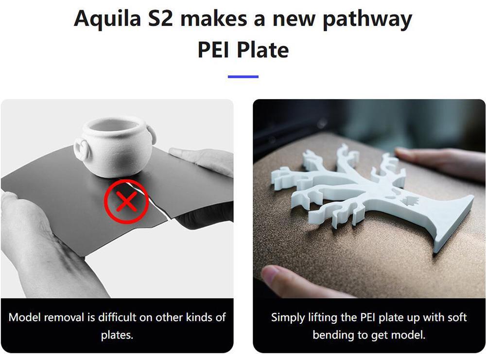 Voxelab Aquila S2 FDM 3D Printer, Direct Extruder, 300 Celsius Degrees Printing, N32 Mainboard, PEI Magnetic Plate, Print Size 220*220*240mm