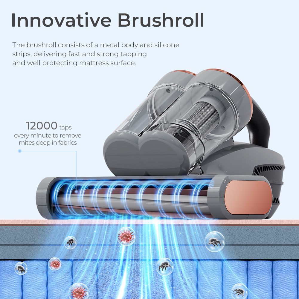 Smarock S10 Pro Smart Dual-Cup Mite Cleaner 13KPa Suction 500W Power Dust Mite Sensor Digital Display Metal Brushroll UV Light & Ultrasonic Tech Multi-Directional Heating 99.9% Mite Removal 0.5L Dust Cup - Grey