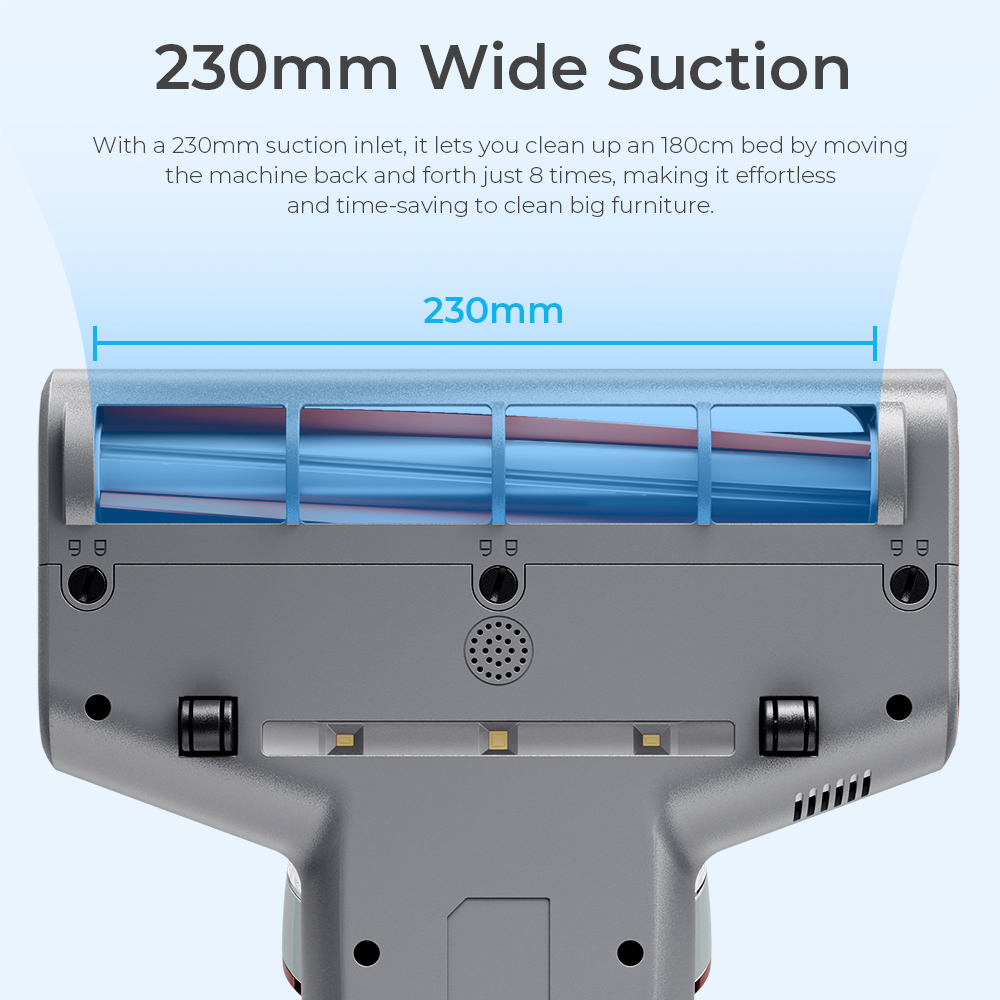 Smarock S10 Pro Smart Dual-Cup Mite Cleaner 13KPa Suction 500W Power Dust Mite Sensor Digital Display Metal Brushroll UV Light & Ultrasonic Tech Multi-Directional Heating 99.9% Mite Removal 0.5L Dust Cup - Grey