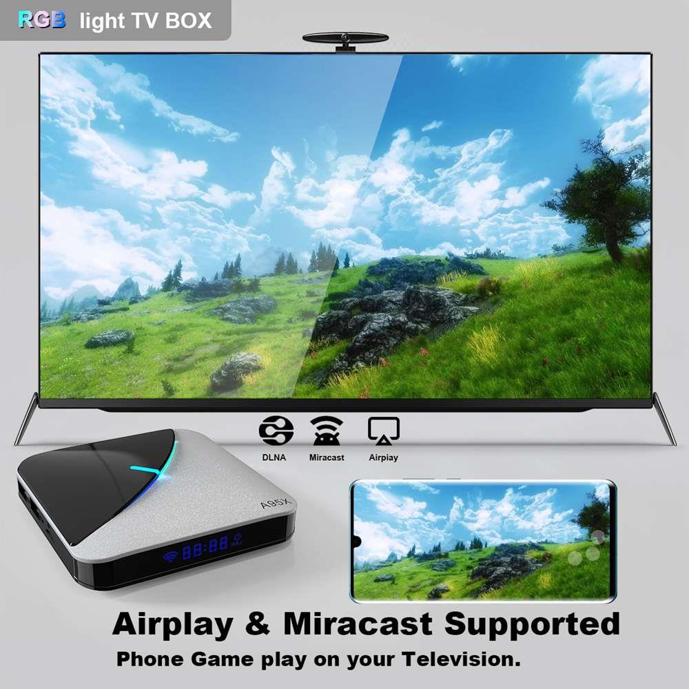 A95X F3 Air Amlogic S905x3 2GB/16GB Android 10.0 8K Video Decode TV Box RGB Light 2.4G+5G MIMO WiFi Bluetooth LAN USB3.0 4K Youtube
