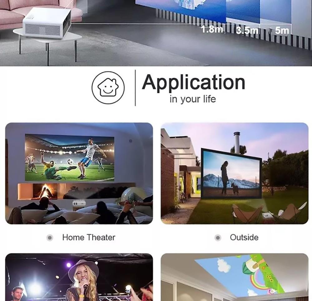 Q9 Android LCD Projector 1920*1080 Full HD 1080P 1350 ANSI Lumens for Family Education and Business with EU Plug