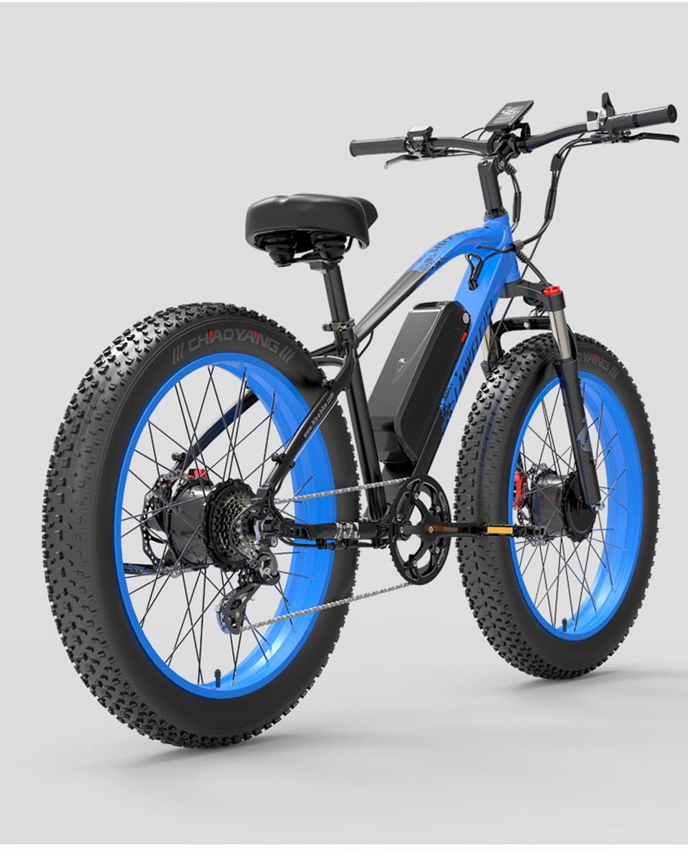 LANKELEISI MG740 PLUS Electric Bike 26*4.0'' Tires 1000W*2 Dual Motor 20Ah Battery 49km/h Max Speed - Black & Blue