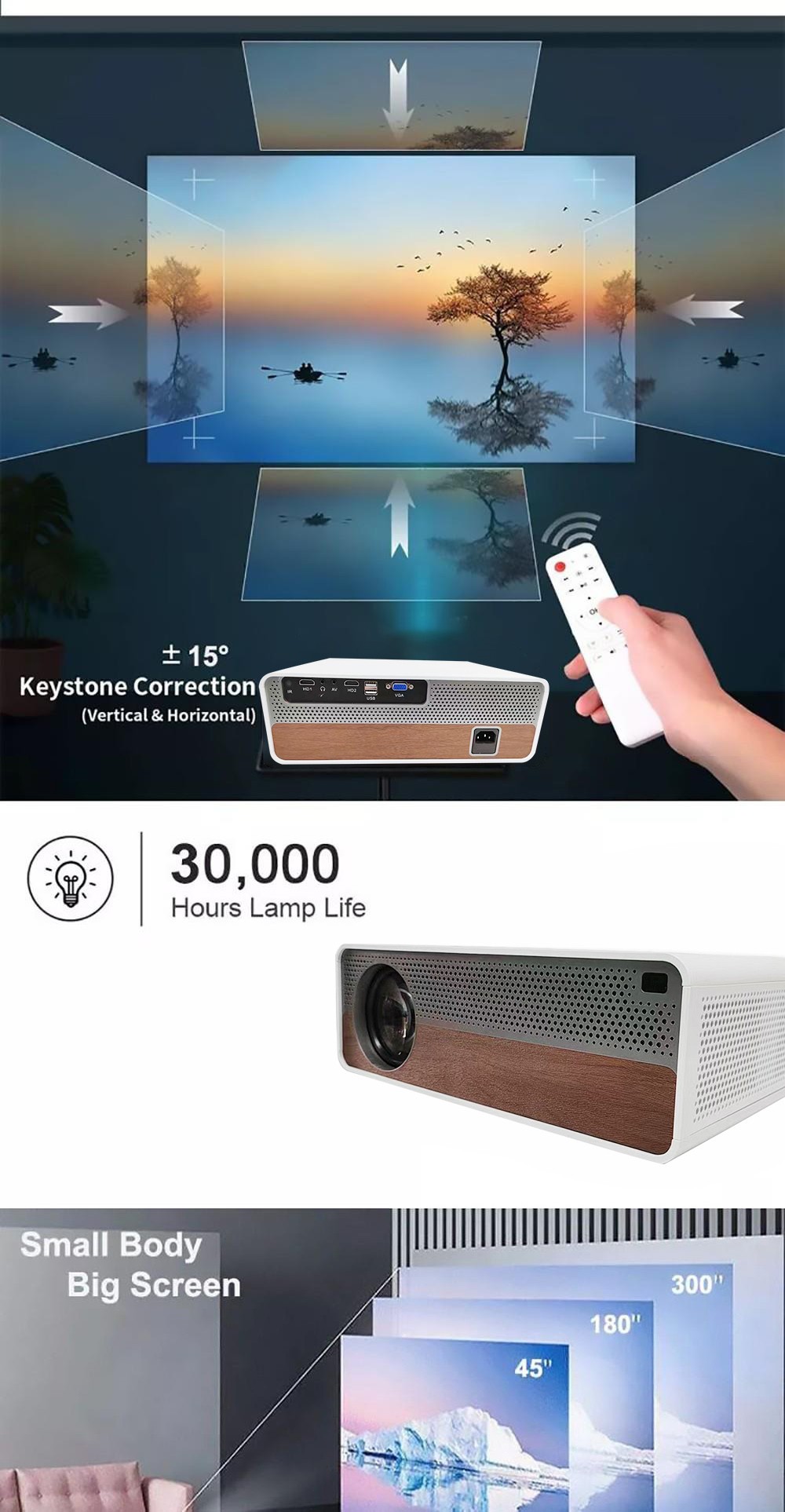 Q9 Android LCD Projector 1920*1080 Full HD 1080P 1350 ANSI Lumens for Family Education and Business with US Plug