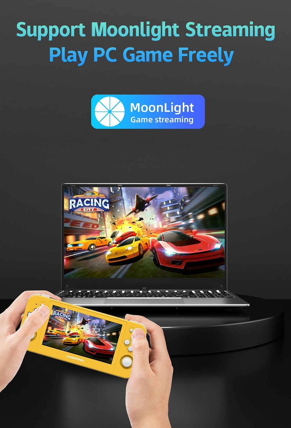 ANBERNIC RG505 Handheld Game Console, Unisoc Tiger T618 64-bit Cota-core, 4.95'' OLED Touch Screen, 4+128GB Memory, Android 12, 5000mAh Battery, 8H Play Time, 2.4/5G WiFi - Yellow