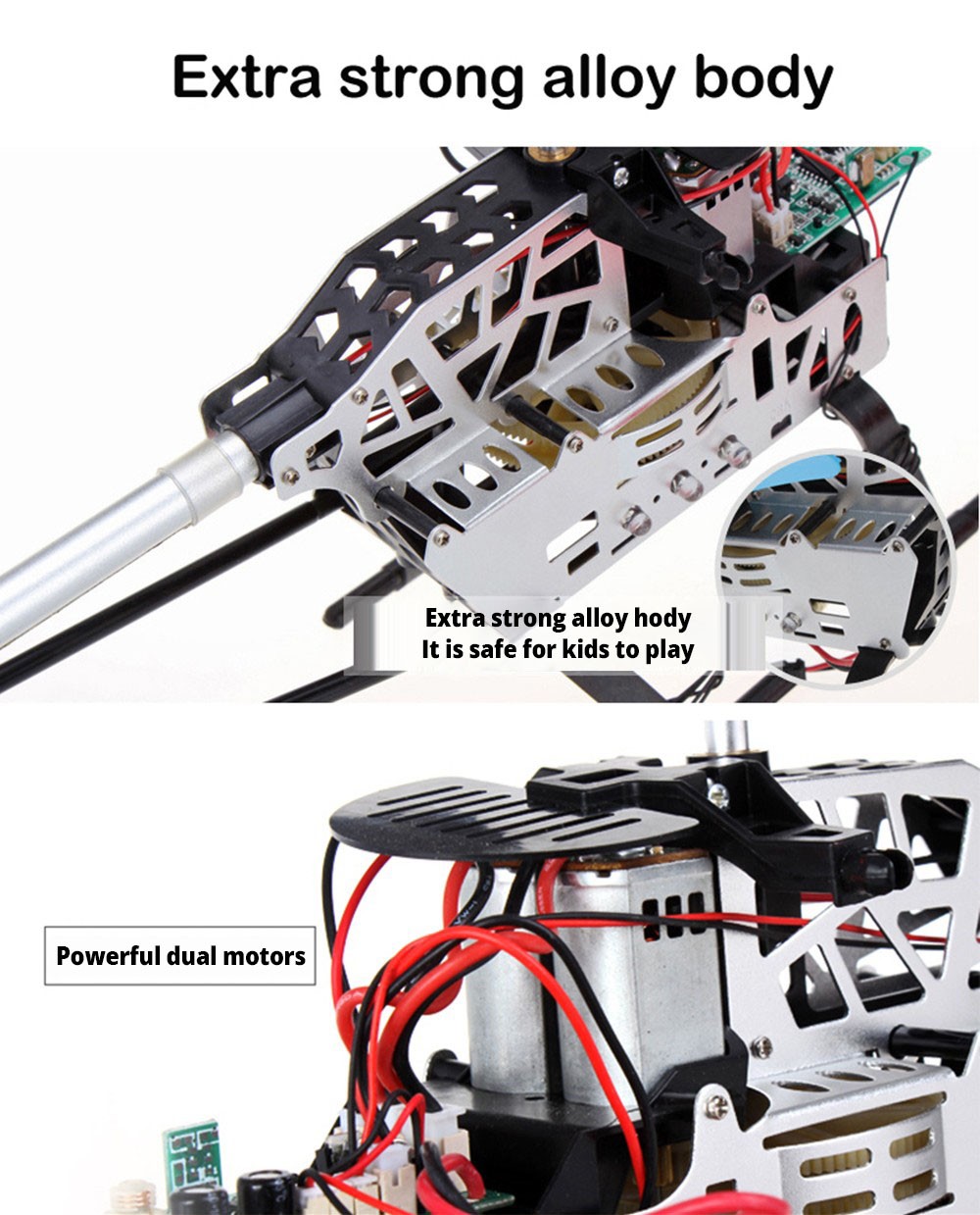 3.5CH 75cm Super Large Remote Control Drone Durable RC Helicopter 2 x 2300mAh Batteries Type C - Silver