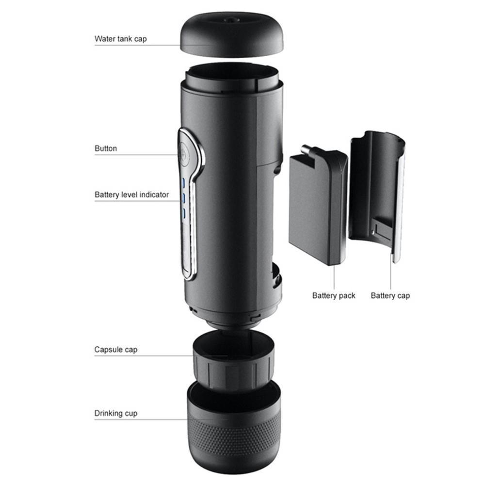 BioloMix CP010 Wireless Portable Coffee Maker, 15-18 Bar Electric Capsule Espresso Machine(Black)