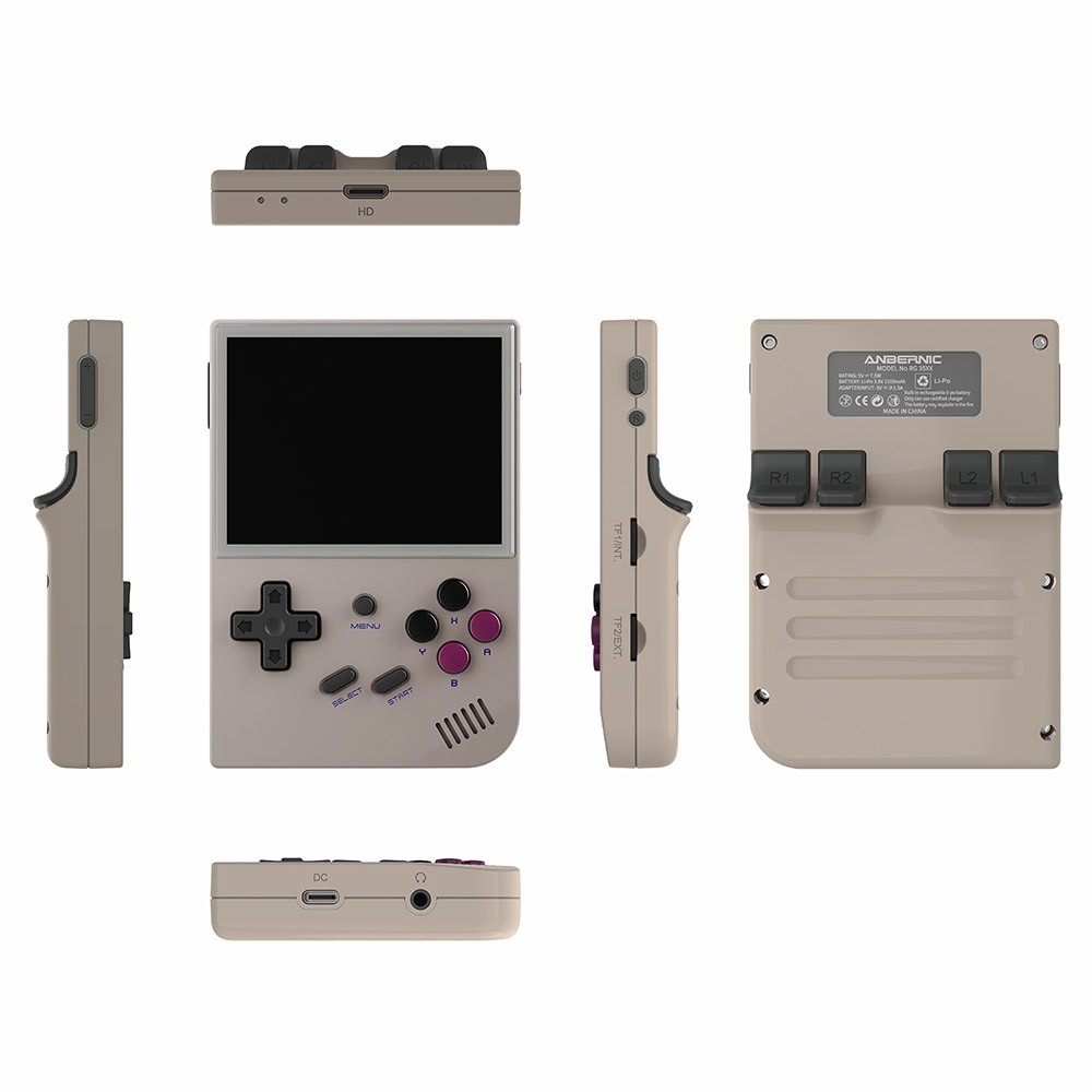 ANBERNIC RG35XX Consola de juegos portátil Tarjeta de 64GB Gris