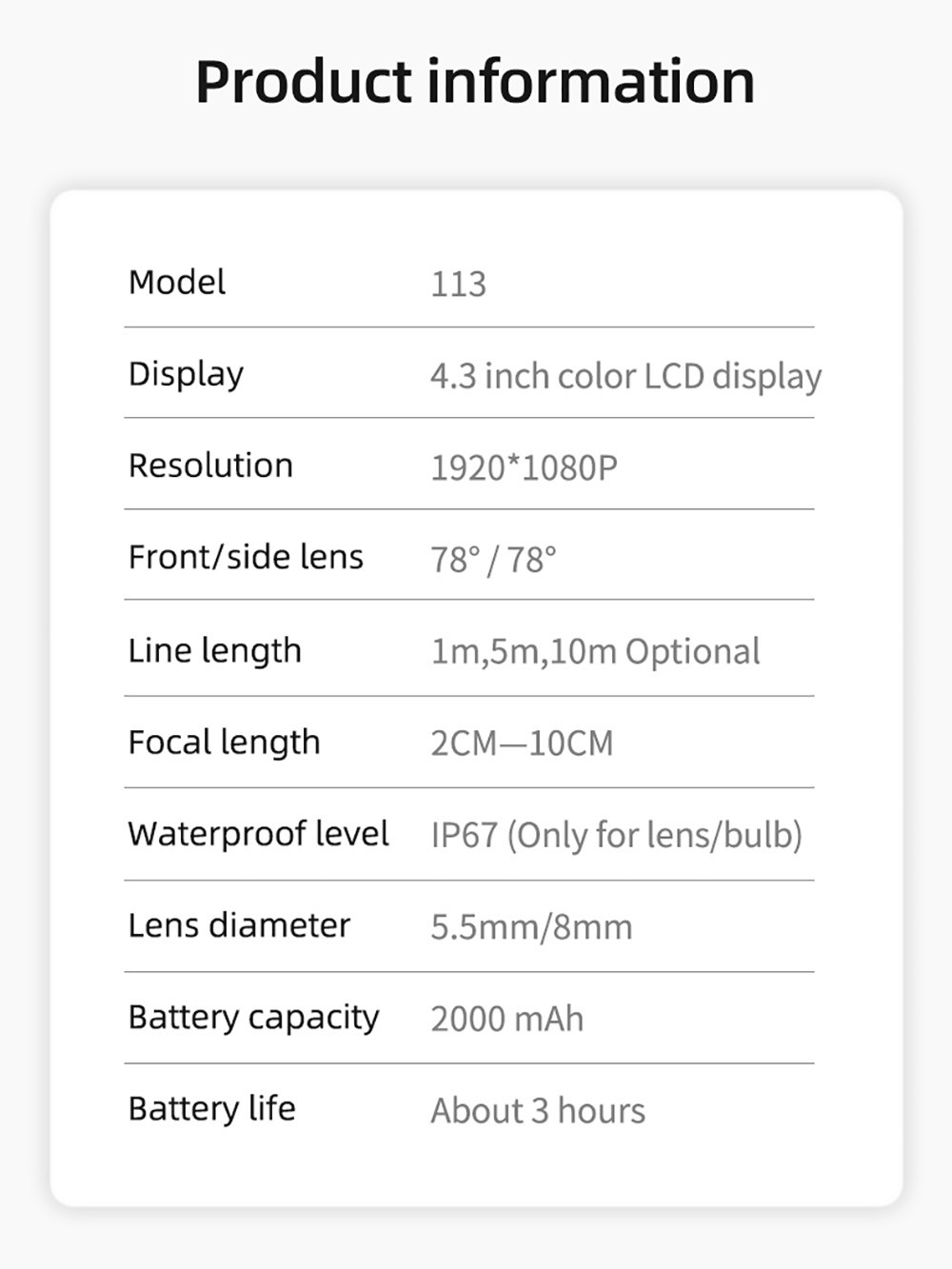 ANESOK 113B Endoscope, 4.3 inch LED Display, Dual Lens, 1080P Resolution, 6 Adjustable LED Lights, 3 Hours Working Time, IP67 Waterproof, 1m Cable - Orange
