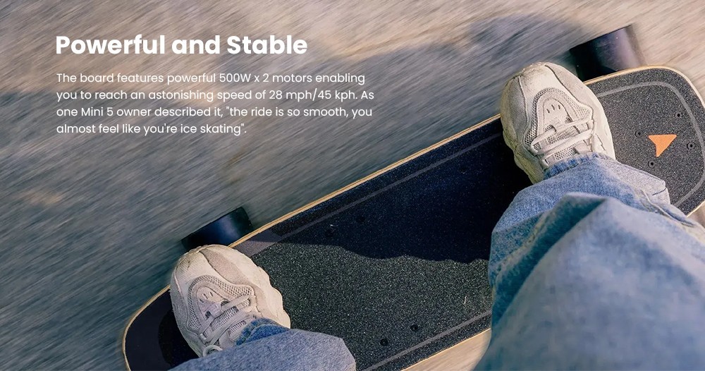 MEEPO MINI5 Electric Skateboard for Adults 2*500W Motors Support 25km/h Speed 144Wh Battery 11miles Range 4 Riding Modes 8 Canadian Maple Layers 150KG Max Load Remote Control