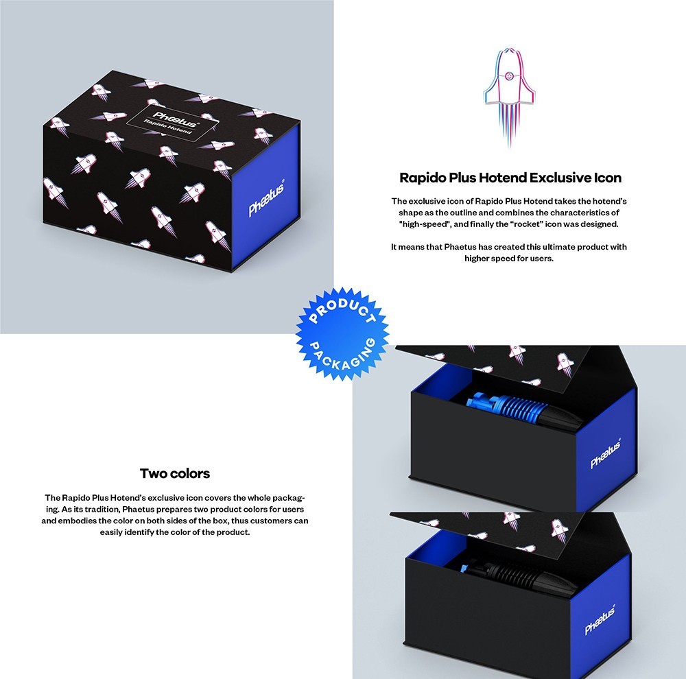 Phaetus Rapido Plus UHF Hotend, 115W Heating Power, 350 Celsius Heat Resistance, Compatible with Thermoplastic Filaments and Composite Materials - Blue