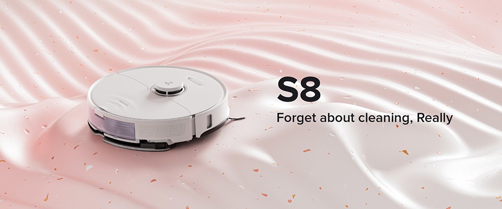 Roborock S8 Robot Vacuum Cleaner 6000Pa Extreme Suction DuoRoller Brush 3D Structured Light Obstacle Avoidance Sonic Vibration Mopping Auto-Lifting Mop 5200mAh Battery 180min Runtime 3D Map 400ml Dustbin APP Control - White (Upgrade from Roborock S7)