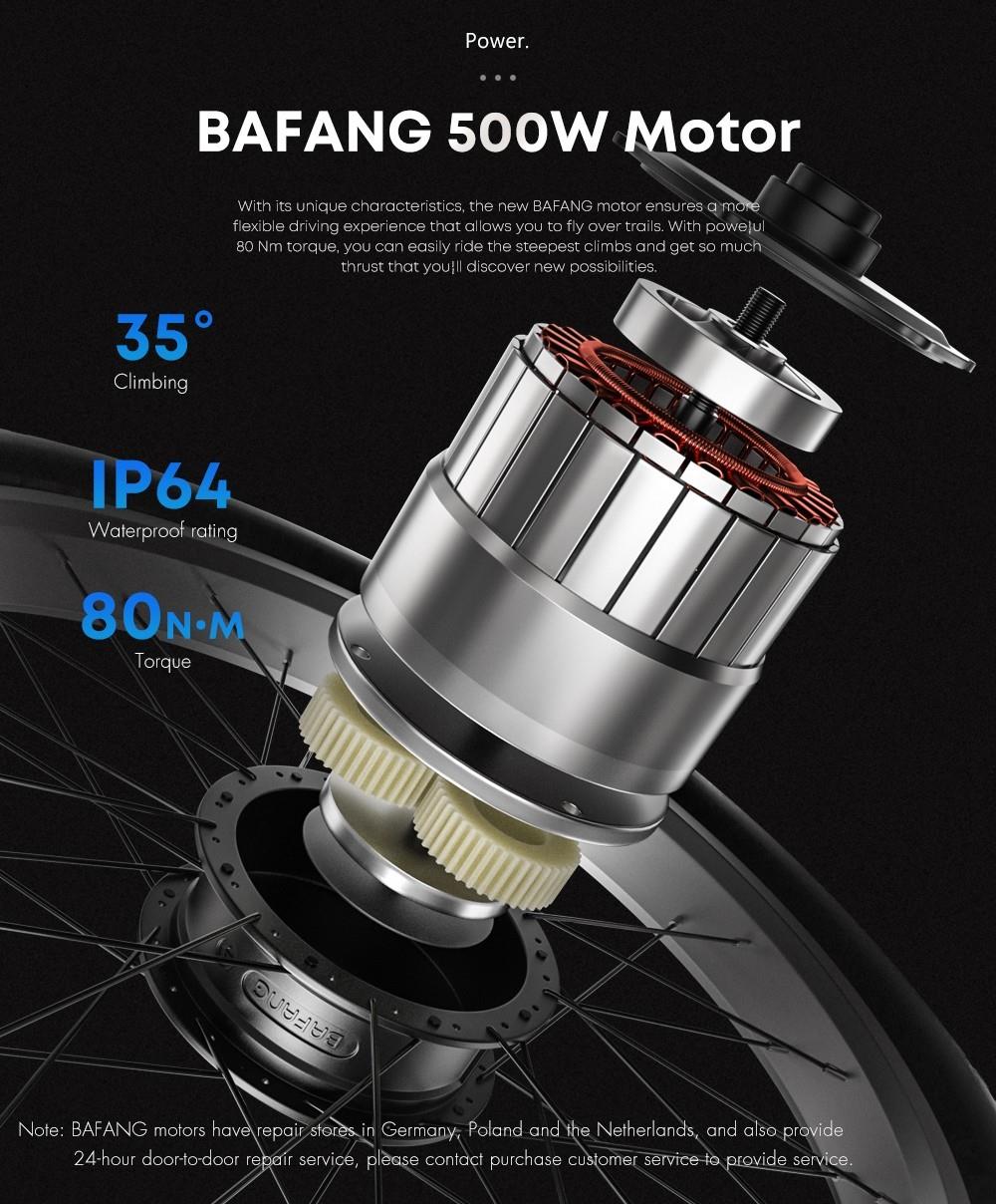 Shengmilo MX04 26*3.0 Inch Fat Tire Electric Moped Bike Mountain Bicycle Bafang 500W Motor 48V 15Ah LG Battery 40Km/h Max Speed Shimano 7-Speed Gear 110KM Max Range IP64 Waterproof TEKTRO E500 Oil Brake