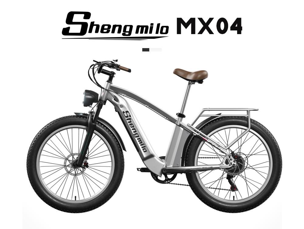 Shengmilo MX04 26*3.0 Inch Fat Tire Electric Moped Bike Mountain Bicycle Bafang 500W Motor 48V 15Ah LG Battery 40Km/h Max Speed Shimano 7-Speed Gear 110KM Max Range IP64 Waterproof TEKTRO E500 Oil Brake