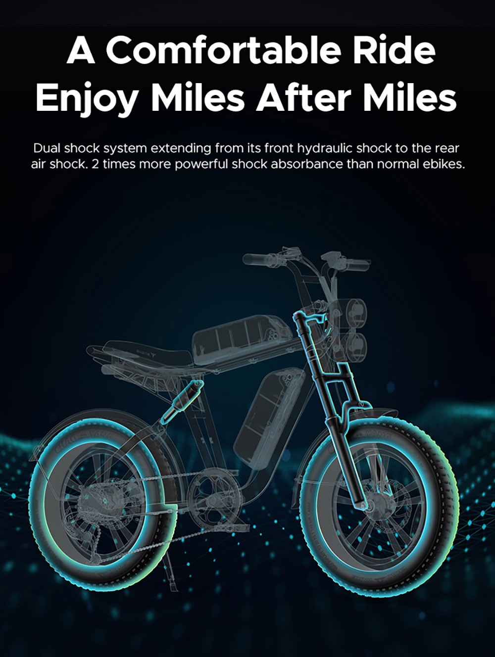 ENGWE M20 Dual Battery Mountain E-Bike 20*4.0 Inch Fat Tires 750W Brushless Motor 45Km/h Max Speed 48V 2*13Ah Batteries Front & Rear Disc Brakes Shimano 7-Speed Gear - Green