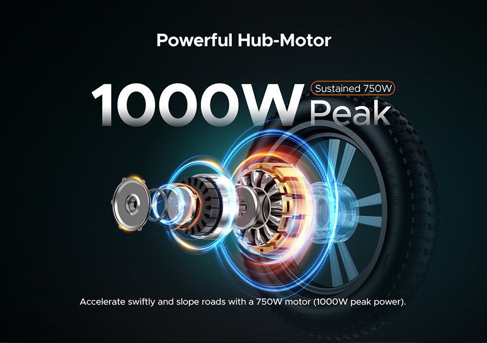 ENGWE M20 Electric Bike 20*4.0'' Fat Tires 750W Brushless Motor 45Km/h Max Speed 48V 13Ah Battery 75KM Range Double Disc Brake Shimano 7-Speed Gears Dual Shock Systems - Green