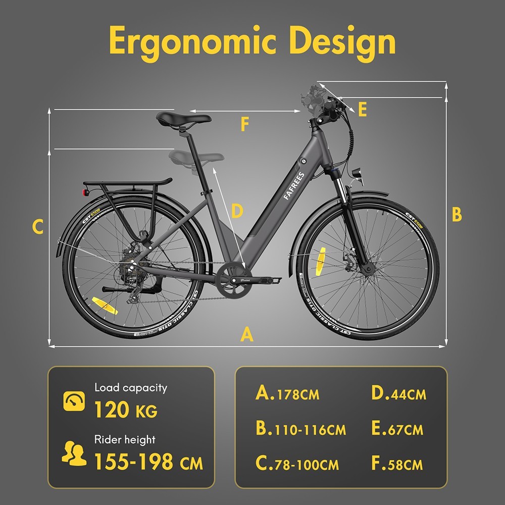 F28 Pro 27.5'' Step-through City E-Bike 25Km/h 250W Motor 36V14.5Ah Embedded Removable Battery Shimano 7-Speed Gear - Blue