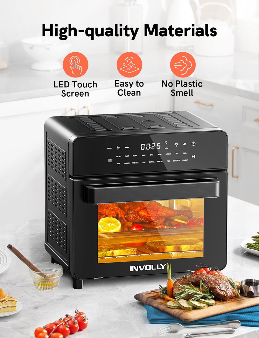Involly AF-150ID 1600W Air Fryer Oven, 18 in 1 Digital Table-top Air Fryers Toaster Oven(Black)