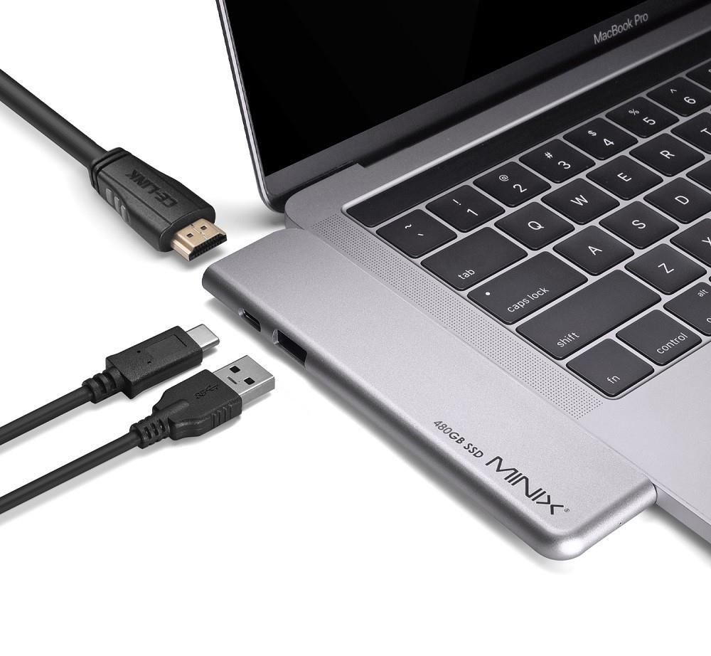 MINIX SD4 GR 480GB SSD Dual 4K@60Hz Output, USB3.0, PD & Data Up to 5Gbps, Thunderbolt 3 - Silver