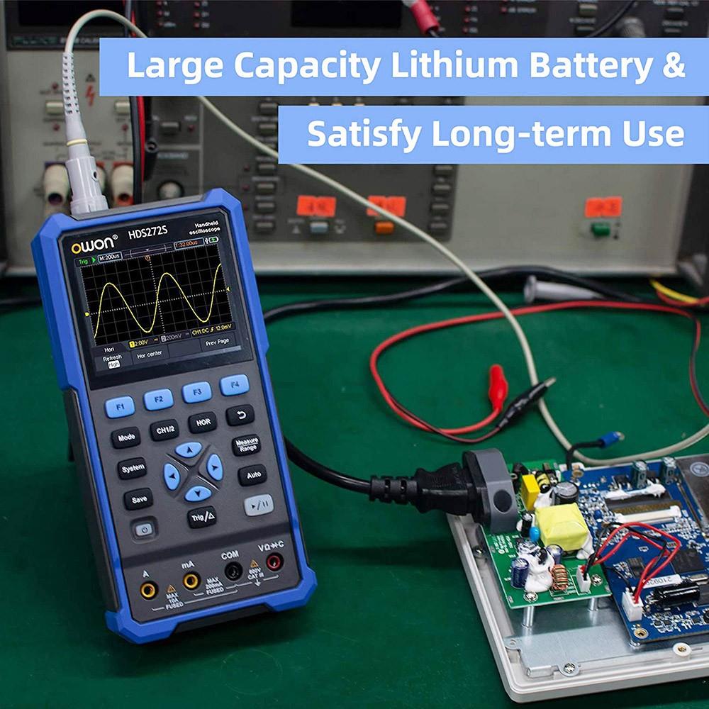 OWON HDS272S 3 in 1 Digital Oscilloscope Multimeter Signal Generator, 70MHz Bandwidth, 250MSa/s Sampling Rate, 20000 Counts - US Plug