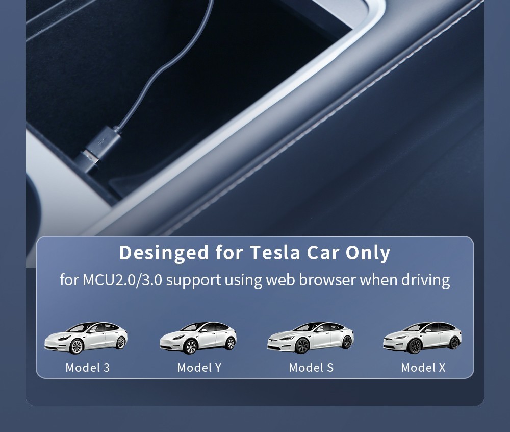 Ownice T3 Wireless Auto Ai Box for Tesla, Dual WiFi, Support CarPlay / AirPlay / Android Auto / MiraCast - Blue