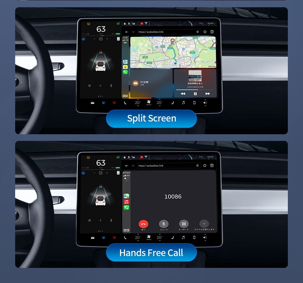 Ownice T3 Wireless Auto Ai Box for Tesla, Dual WiFi, Support CarPlay / AirPlay / Android Auto / MiraCast - Blue