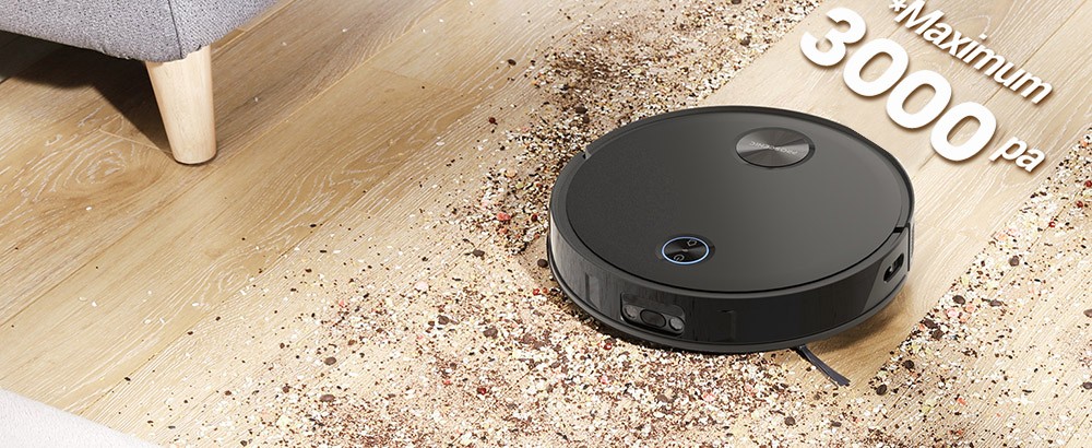 Proscenic V10 Robot Vacuum Cleaner 3 In 1 Vacuuming Sweeping and Mopping 3000pa Vibrating Mopping System LDS Navigation 240ml Dust Bin 2600mAh Battery 120Mins Runtime Smart APP & Alexa Control - Black