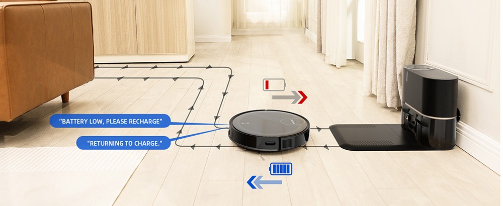Proscenic X1 Robot Vacuum Cleaner with Self-Empty Base, 3000Pa Suction, 3 Suction Levels, 2.5L Dust Bag Capacity, 250ml Water Tank, 3200mAh Battery, 165Mins Runtime, APP Control - Black