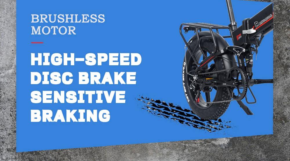 RANDRIDE YX20 Electric Bike 1000W Motor 45km/h Max Speed 48V 17Ah Battery 80-90km Max Range 20*4.0'' Spoke Wheels Fat Tires 150kg Load Shimano 7-Speed Gear