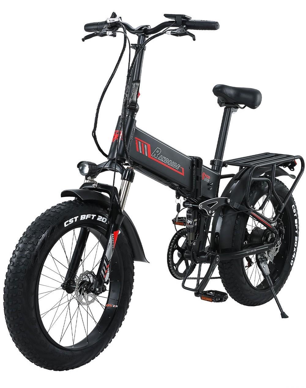 RANDRIDE YX20 Electric Bike 1000W Motor 45km/h Max Speed 48V 17Ah Battery 80-90km Max Range 20*4.0'' Spoke Wheels Fat Tires 150kg Load Shimano 7-Speed Gear