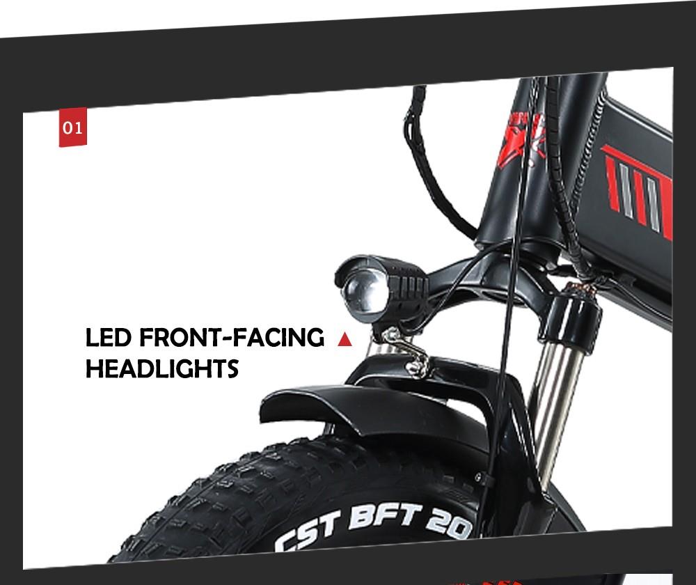 RANDRIDE YX20 Electric Bike 1000W Motor 45km/h Max Speed 48V 17Ah Battery 80-90km Max Range 20*4.0'' Spoke Wheels Fat Tires 150kg Load Shimano 7-Speed Gear