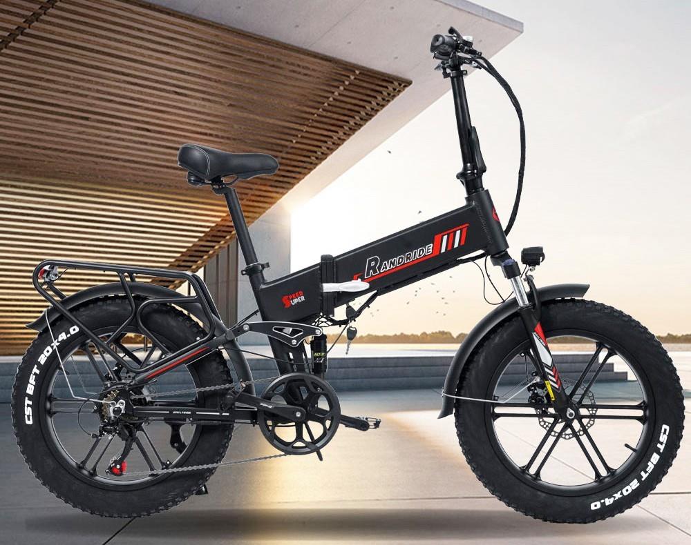 RANDRIDE YX20 Electric Bike 1000W Motor 45km/h Max Speed 48V 17Ah Battery 80-90km Max Range 20*4.0'' Spoke Wheels Fat Tires 150kg Load Shimano 7-Speed Gear
