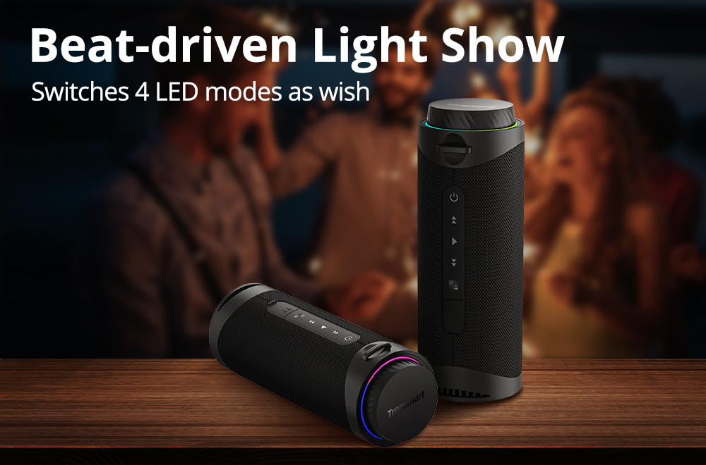 Tronsmart T7 Portable Bluetooth Speaker with LED Lights, 30W Output, SoundPulse, TWS, ATS2853, IPX7 Waterproof, Custom Equalizers