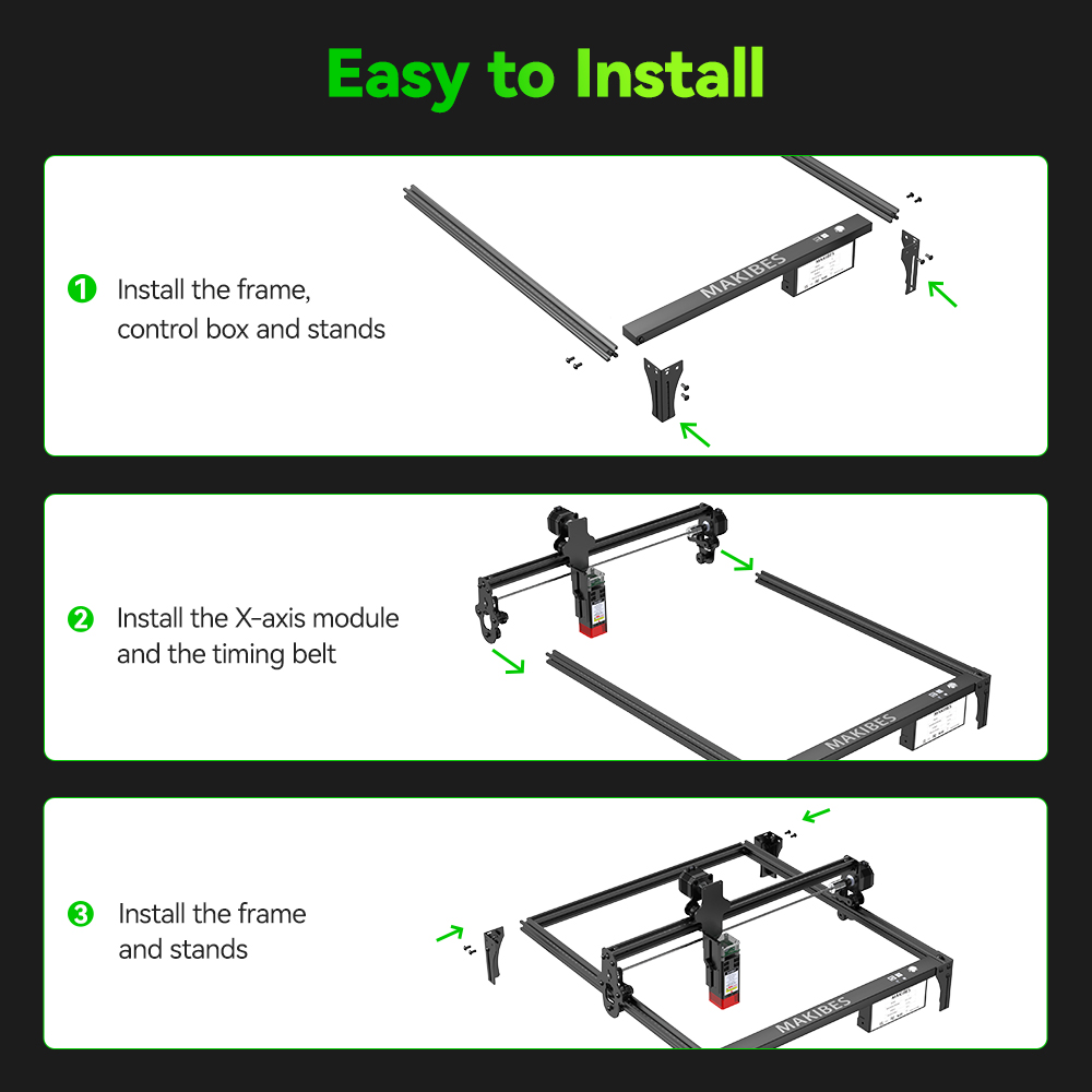 Makibes X1 5.5W Laser Engraver, 0.07*0.08mm Compressed Spot, 0.01mm Accuracy, 8000mm/min Engraving Speed, Engraver On Wood/Paper/Cardboard/Plastic/PCB board/Stainless Steel/Ceramic/Cloth, 410*400mm