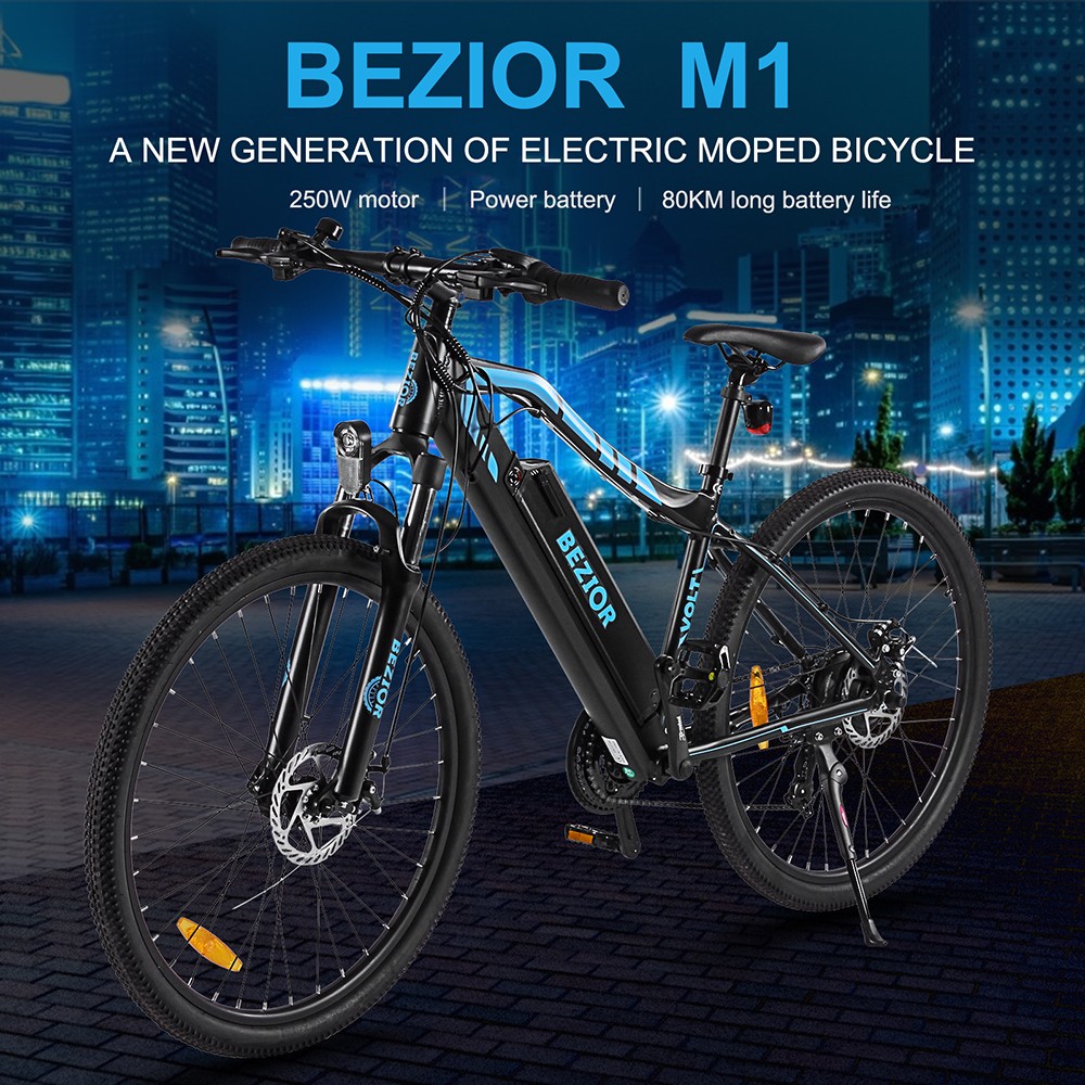 Bezior M1 Electric Bike 27.5 inch Tire 48V 12.5Ah Battery 80km Range 250W Brushless Motor 25km/h Max Speed Frame Shimano 7-speed Shift